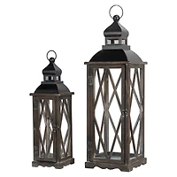 Modern Farmhouse Wooden Lantern Set, 28.5" & 20.5"