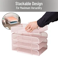 Mind Reader Stackable Paper Tray, Desktop Organizer, File Storage, Office, Metal Mesh, 4 Pcs