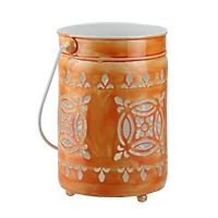 7.5" L'Eau de Fleur Bright Orange Votive Candle Lantern