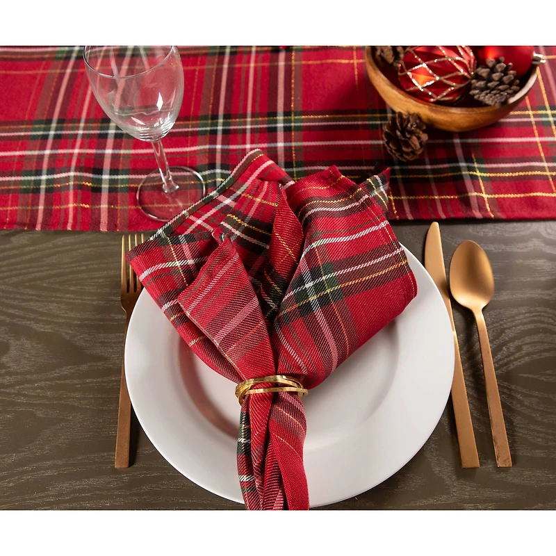 DII® 120" Holiday Metallic Plaid Tablecloth