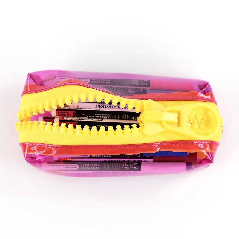 Everything Mary Pink & Yellow Transparent Zipper Pouch