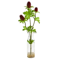 17" Thistle Arrangement in Bud Vase Set