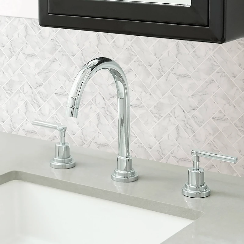 InHome Herringbone Carrara Peel & Stick Backsplash Tiles