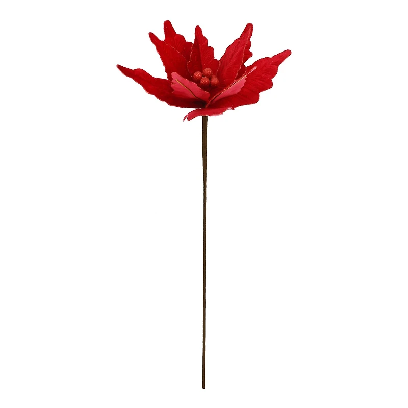 30" Red Glitter Poinsettia Stem by Ashland®