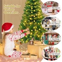 Costway 4.5ft Pre-Lit Hinged Pencil Christmas Tree, Warm White LED Lights