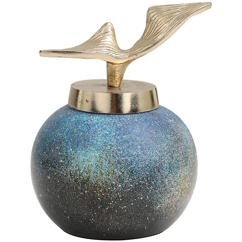 Blue Glass Galaxy Inspired Abstract Decorative Jar