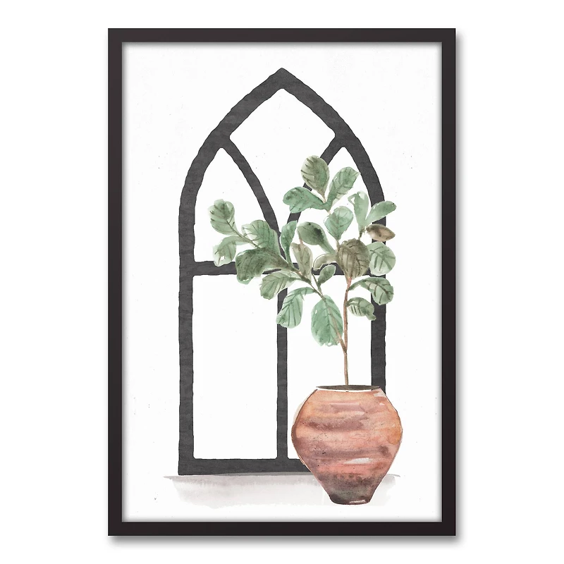 Plant with Arch 20" x 30" Black Framed Canvas - Set of 2