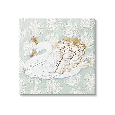 Stupell Industries Winter Holiday Swan Pattern Canvas Wall Art