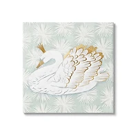 Stupell Industries Winter Holiday Swan Pattern Canvas Wall Art