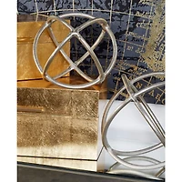 Silver Aluminum Modern Geometric Sculpture Set