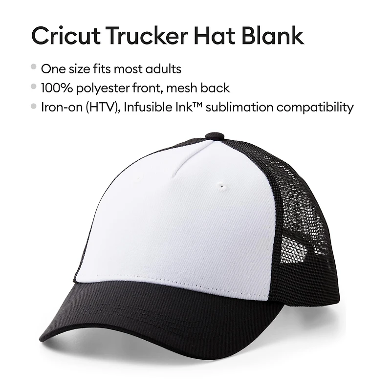 Cricut® Black/White Trucker Hat Blank