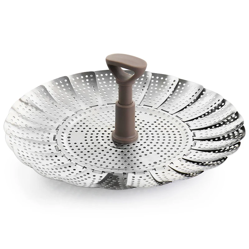 Martha Stewart Stainless Steel Folding Steamer Insert with Taupe Handle