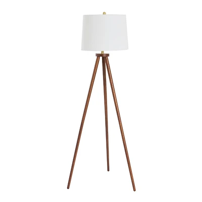 Hello Honey® Mid-Century Modern Tripod Wood Floor Lamp with Linen Shade