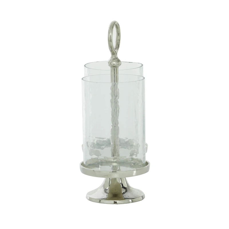 14" Silver Aluminum Traditional Candle Holder Lantern