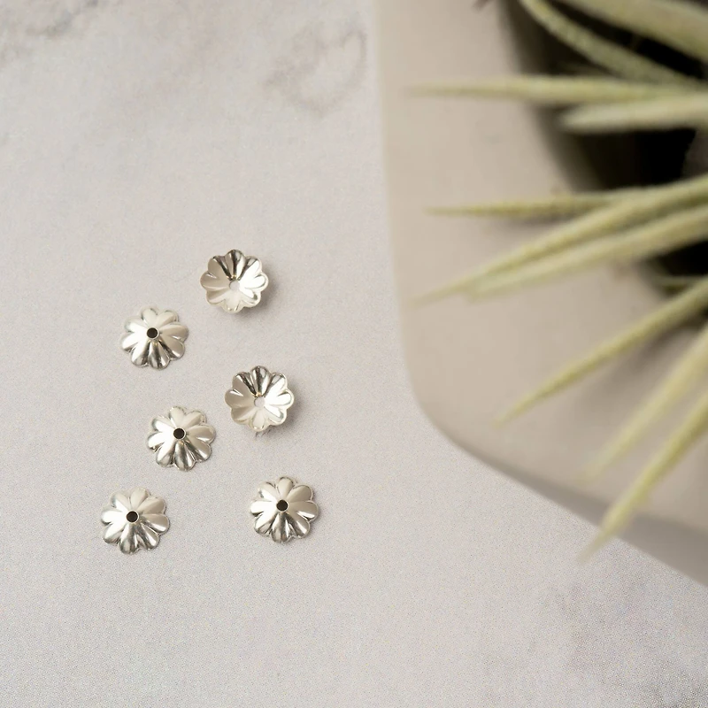 6mm Sterling Silver Flower Beadcap Findings, 6ct. by Bead Landing™