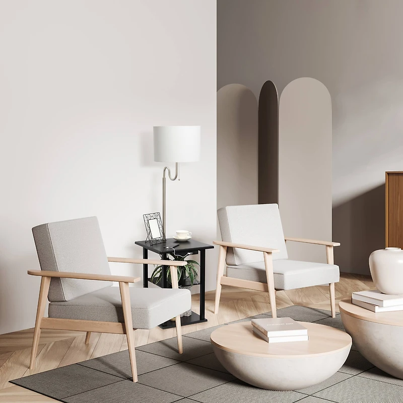 Simple Designs 57" 2 Tier Floor Lamp with USB & Outlet