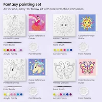 Arteza® Kids Canvas Paint Kit, 4 8x8 Canvas with Brushes & Paints Fantasy