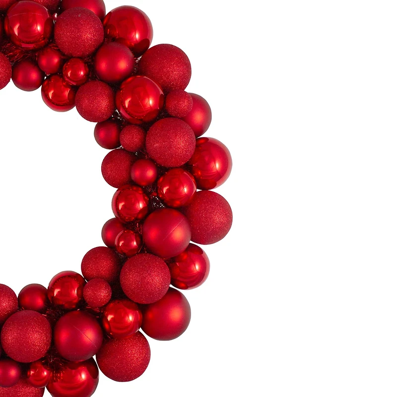 36" Red Ball Ornament Christmas Wreath