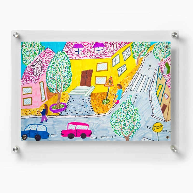 Wexel Art Single Panel Clear Acrylic Floating Wall Frame & Magnets with Silver Hardware