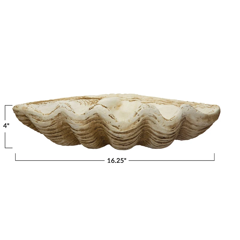 Hello Honey® 16.5" Natural Coastal Decorative Magnesia Clamshell