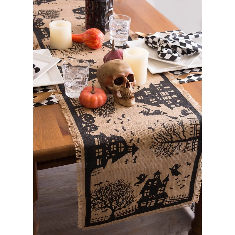 DII® 74" Haunted House Burlap Table Runner