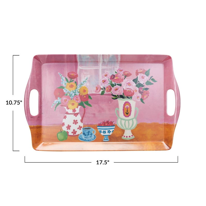 Hello Honey® 17.5" Flower Bamboo Fiber Tray with Handles