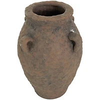 15.5" Dark Brown Ceramic Handmade Textured Vase