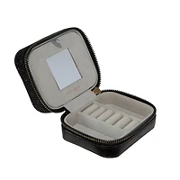 Ruby + Cash Black Sequin Mini Faux Leather Zippered Travel Jewelry Organizer Box