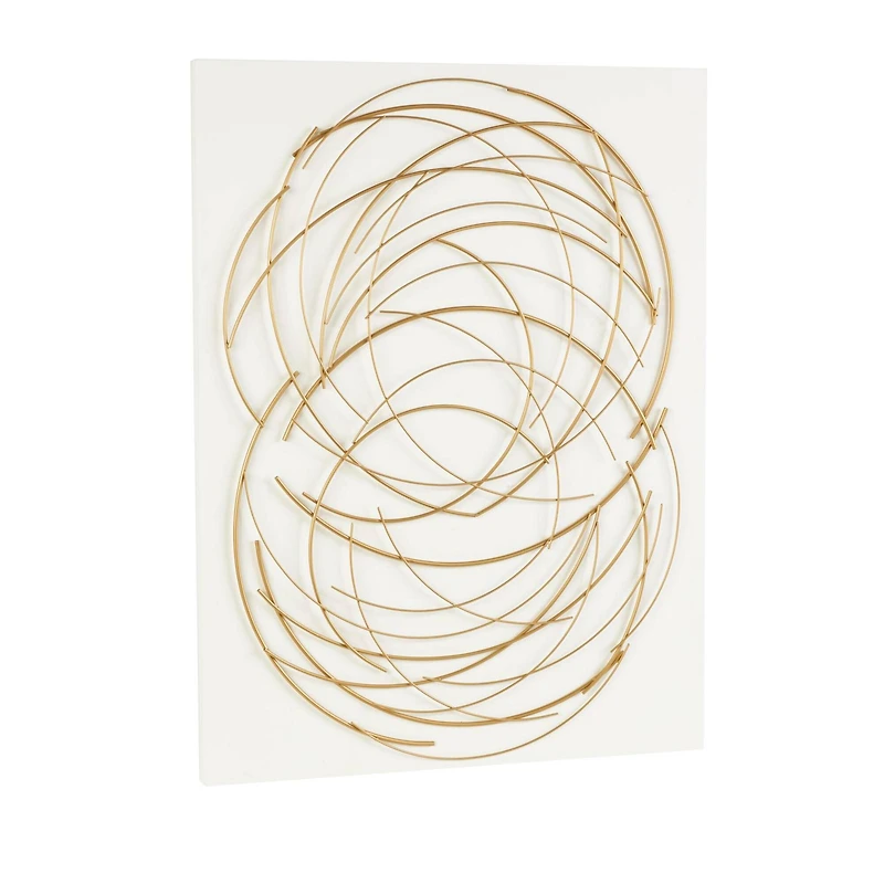 36" x 48" Gold Metal Circle Wall Art with White Wood Backing