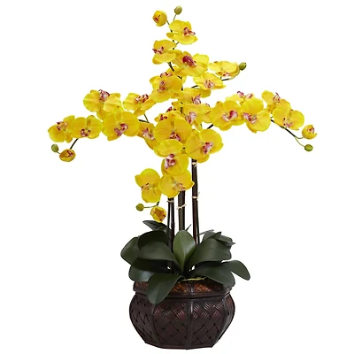2.5ft. Yellow Moth Orchid Arrangement with Decorative Vase