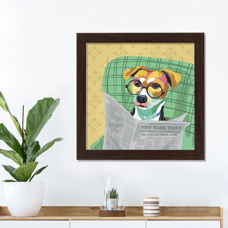 New Bark Times 16" x 16" Walnut Framed Print Under Plexiglass