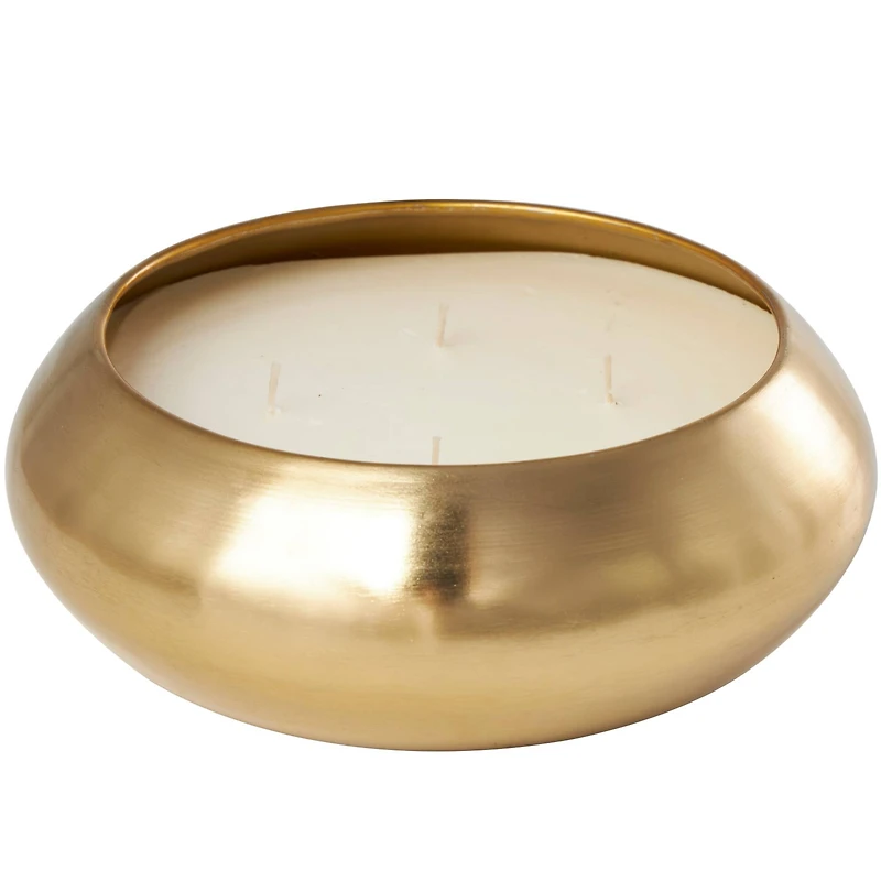 Jasmine Scented 4-Wick Candle in Gold Bowl