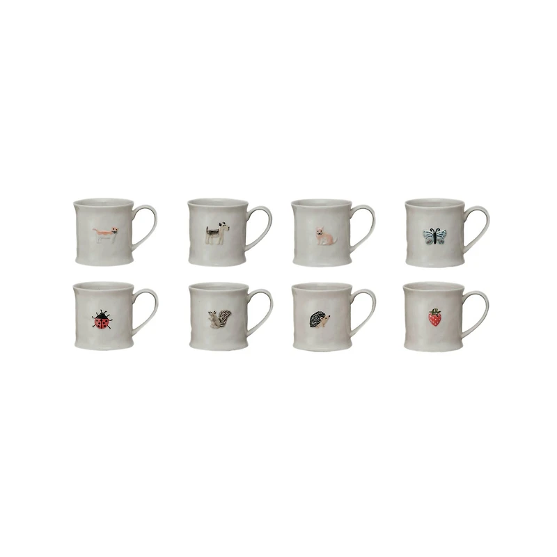 Hello Honey® 3.25" Eclectic Fauna Stoneware Mug Set
