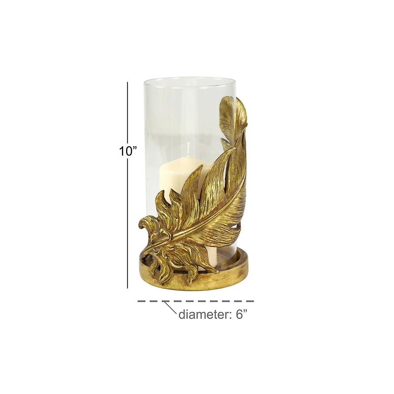 10" Gold Leaf Glass Traditional Candlestick Holder