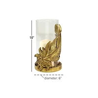 10" Gold Leaf Glass Traditional Candlestick Holder