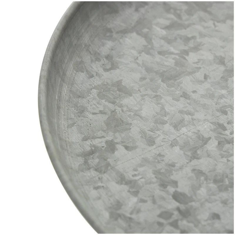 16" Gray Metal Galvanized Cake Stand