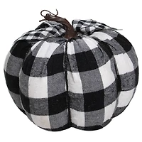 6.25" Black & White Buffalo Check Pumpkin Tabletop Décor
