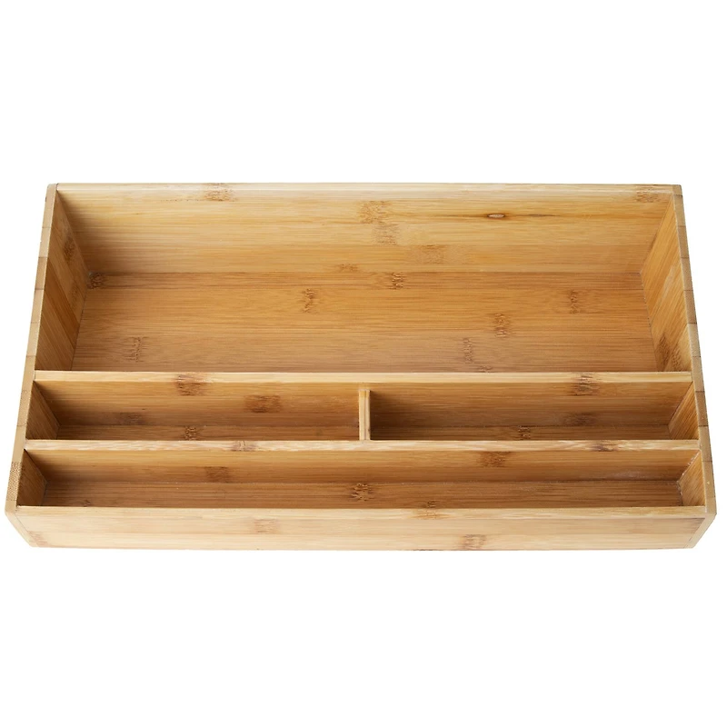 Mind Reader Bamboo 6-Compartment Breakroom Organizer