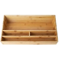 Mind Reader Bamboo 6-Compartment Breakroom Organizer