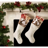 DII® Cream Sequin Velvet Holiday Stocking Set