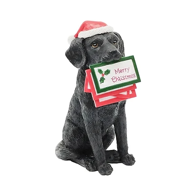 6.75" Black Dog with Christmas Cards Tabletop Décor by Ashland®
