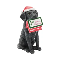 6.75" Black Dog with Christmas Cards Tabletop Décor by Ashland®