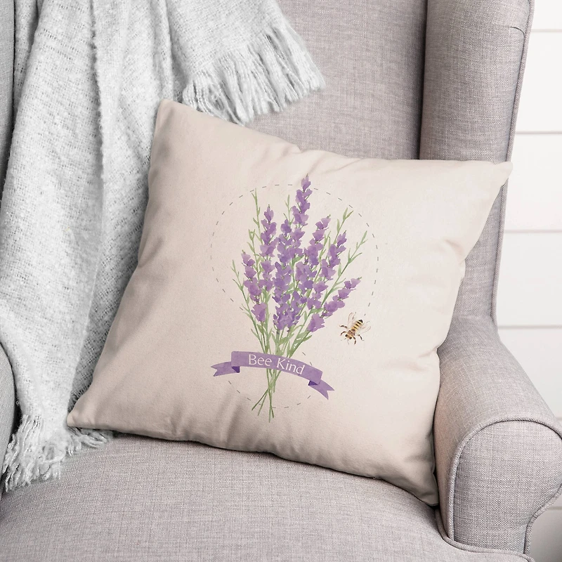 Bee Kind Lavendar 18" x 18" Throw Pillow