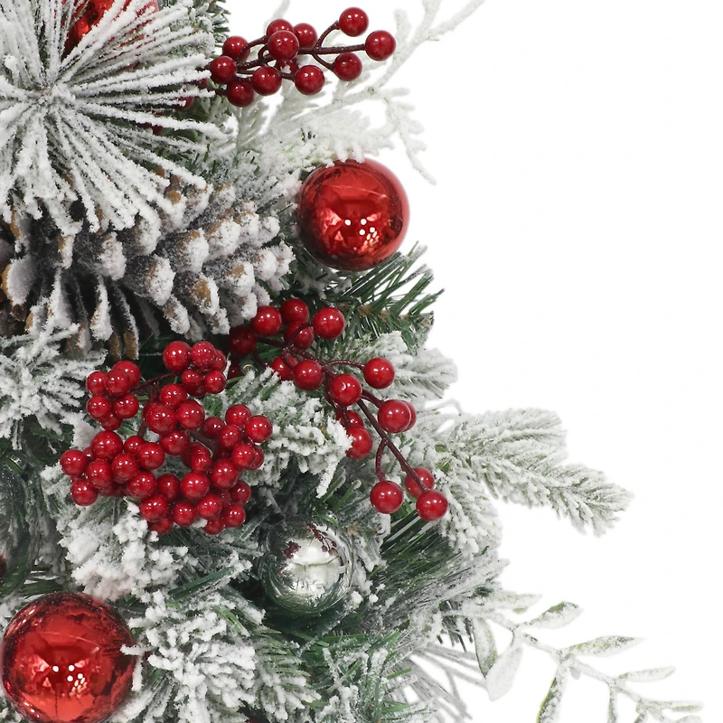 26" Battery-Operated Pre-Lit Decorated with Red Bow