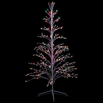 6ft. Pre-Lit White Cascade Twig Artificial Christmas Tree, Multicolor Lights