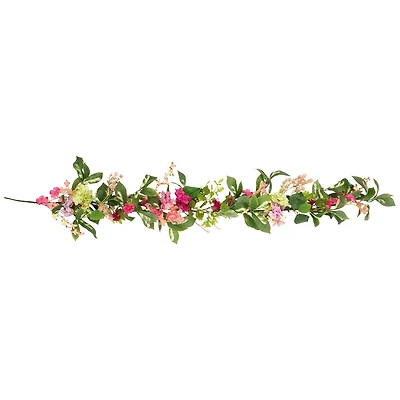 5ft. Pink Leafy Hydrangea Artificial Floral Spring Garland