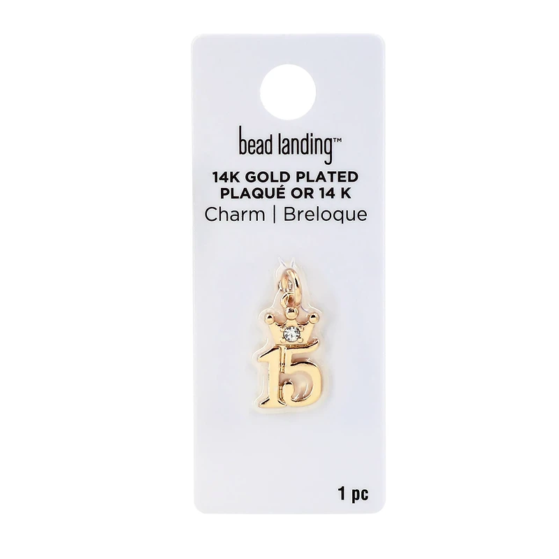 14K Gold Plated Crown 15 Charm by Bead Landing™