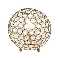 Lalia Home 8" Antique Brass Elipse Crystal Glam Orb Table Lamp