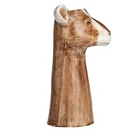 Hello Honey® 11" Brown & White Hand-Painted Decorative Stoneware Goat Vase