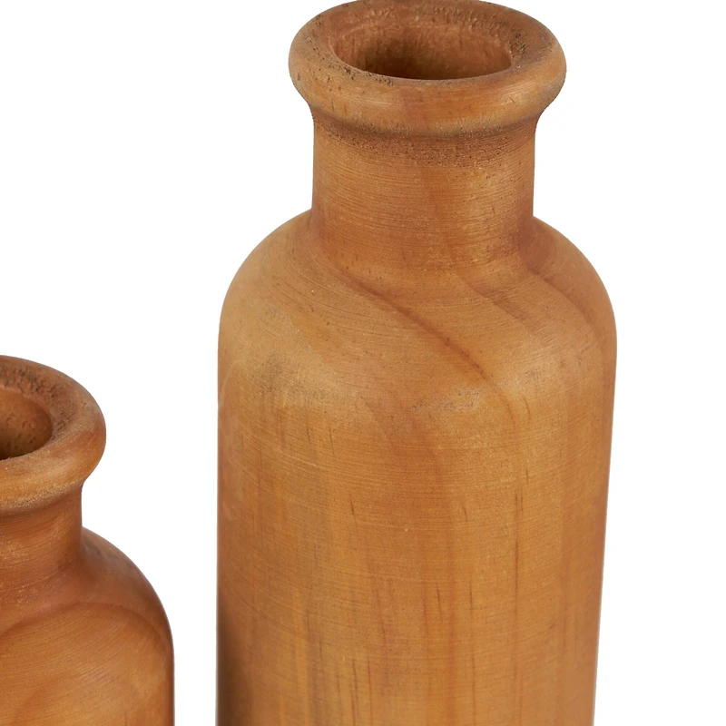 Brown & Black Wood Vase Set